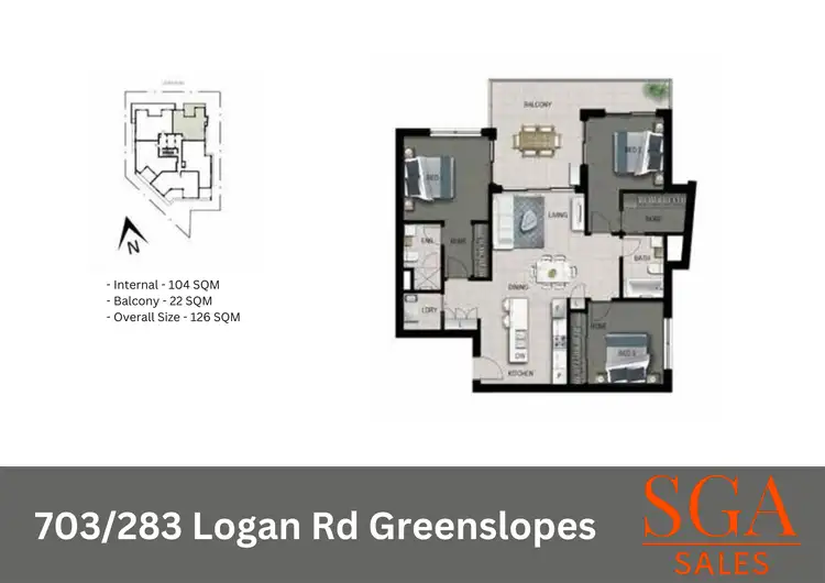 Floorplan of Homely apartment listing, 703/283 Logan Rd, Greenslopes QLD 4120