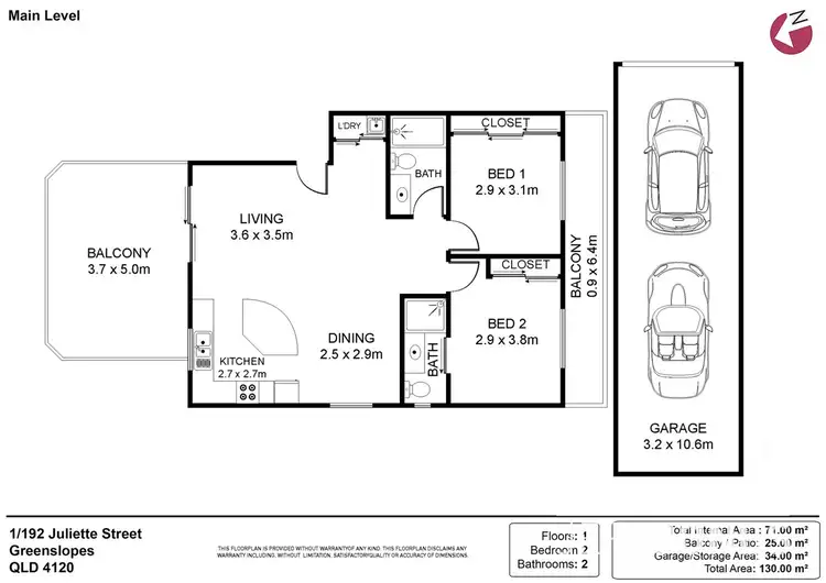 Floorplan of Homely unit listing, 1/192 Juliette Street, Greenslopes QLD 4120