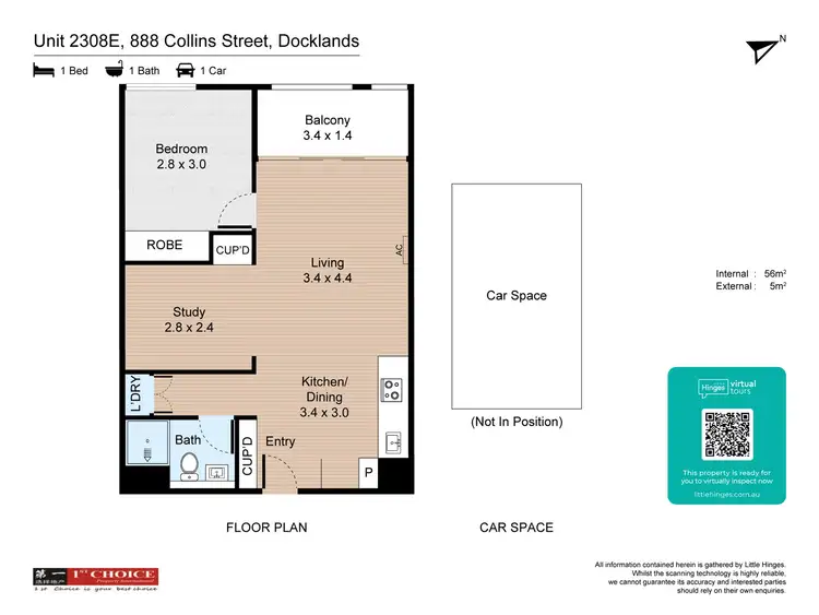 Floorplan of Homely unit listing, 2308E/888 Collins Street, Docklands VIC 3008