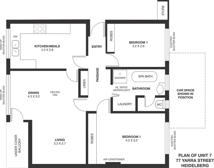 Floorplan of Homely apartment listing, 7/77 Yarra Street, Heidelberg VIC 3084