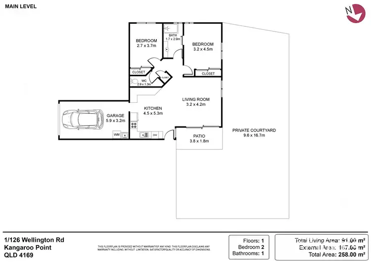 Floorplan of Homely unit listing, 1/126 Wellington Road, Kangaroo Point QLD 4169