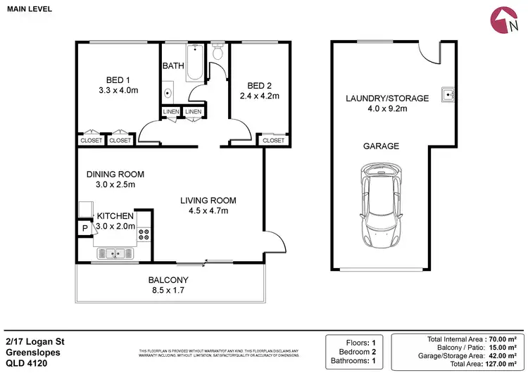 Floorplan of Homely unit listing, 2/17 Logan Street, Greenslopes QLD 4120