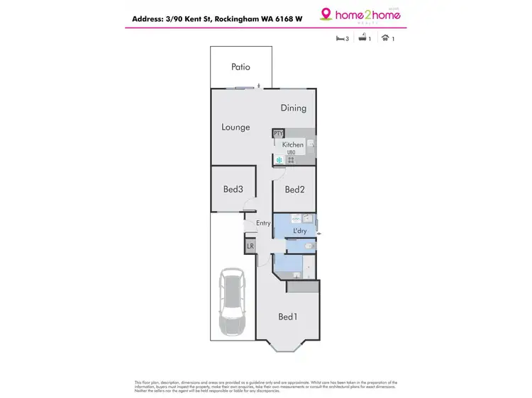 Floorplan of Homely villa listing, 3/90 Kent Street, Rockingham WA 6168