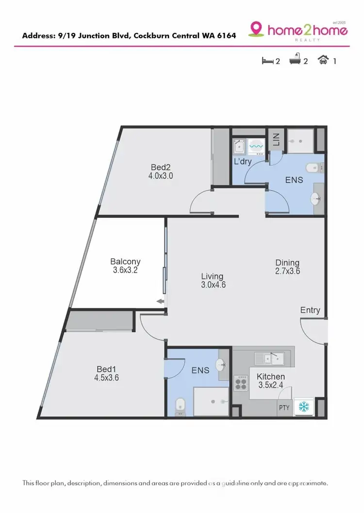 Floorplan of Homely apartment listing, 9/19 Junction Boulevard, Cockburn Central WA 6164