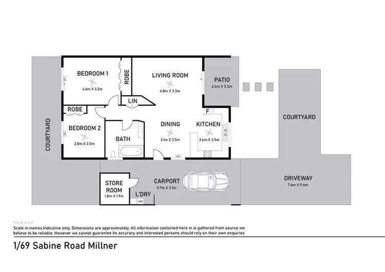 Floorplan of Homely unit listing, 1/69 Sabine Rd, Millner NT 810
