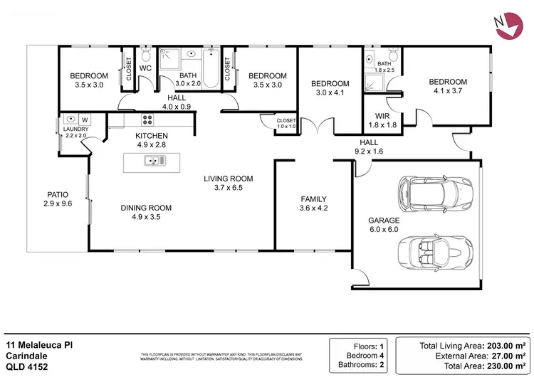 Floorplan of Homely house listing, 11 Melaleuca Place, Carindale QLD 4152