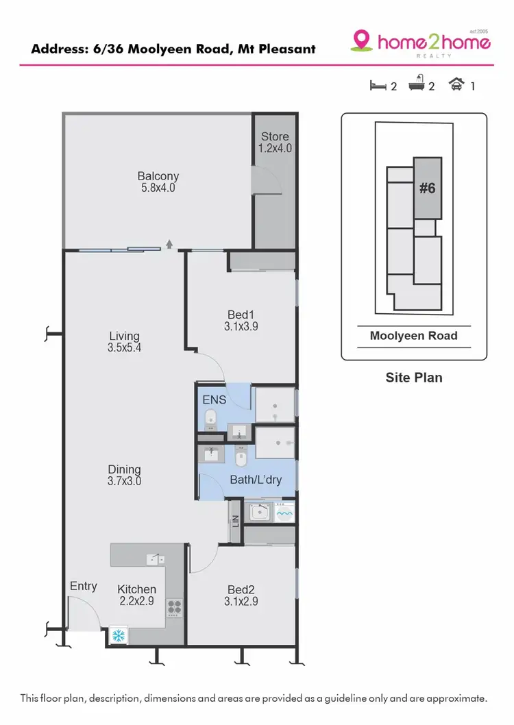 Floorplan of Homely apartment listing, 6/36 Moolyeen Road, Mount Pleasant WA 6153