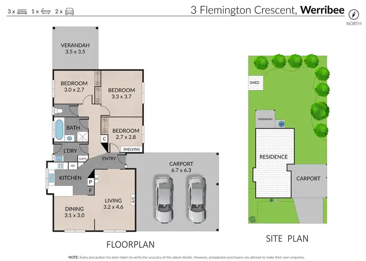 Floorplan of Homely house listing, 3 Flemington Crescent, Werribee VIC 3030