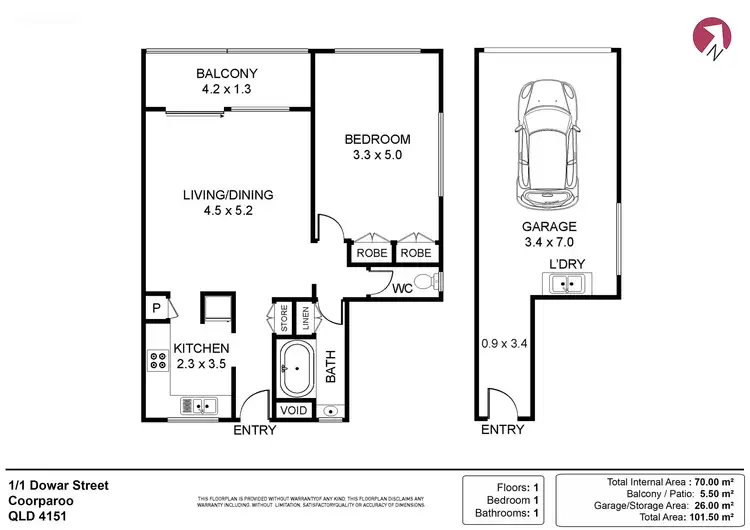 Floorplan of Homely unit listing, 1/1 Dowar Street, Coorparoo QLD 4151