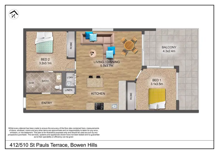 Floorplan of Homely apartment listing, 412/510 Saint Pauls Terrace, Bowen Hills QLD 4006