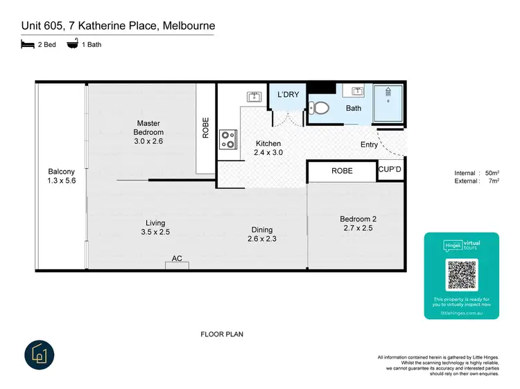 Floorplan of Homely apartment listing, 605/7 Katherine Place, Melbourne VIC 3004
