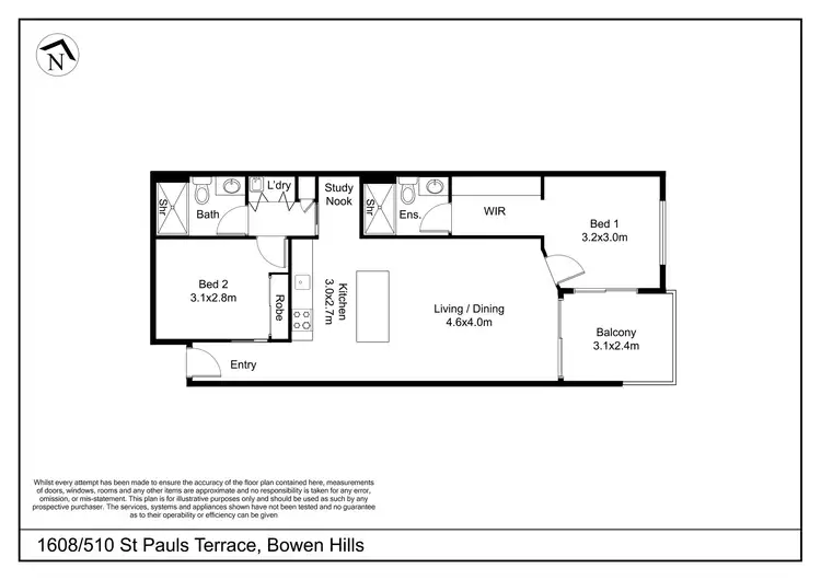 Floorplan of Homely apartment listing, 1608/510 Staint Pauls Terrace, Bowen Hills QLD 4006