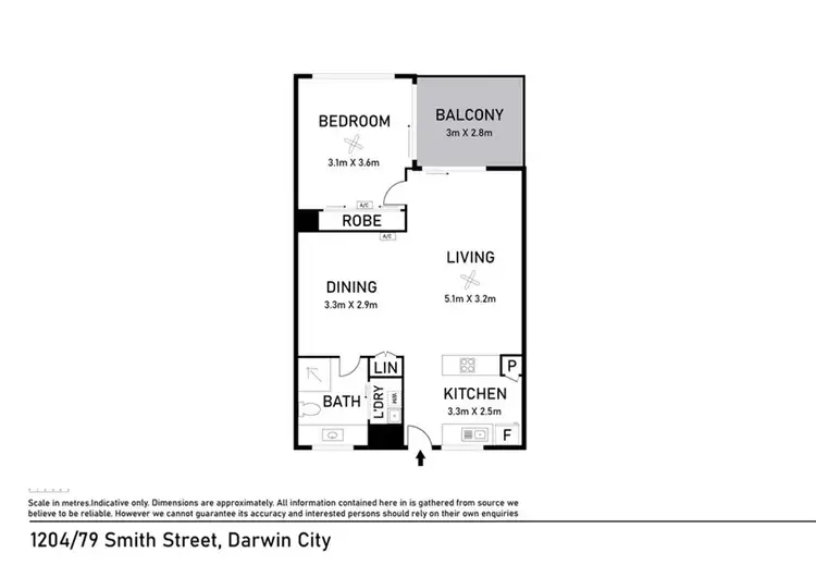Floorplan of Homely apartment listing, 1204/79 Smith St, Darwin City NT 800