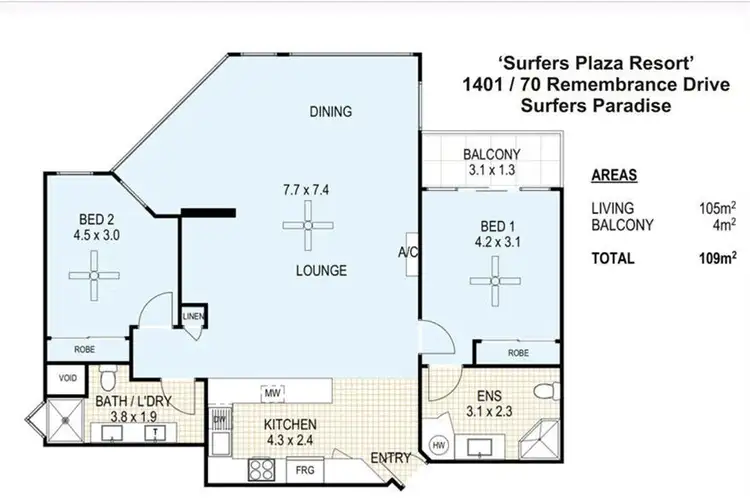 Floorplan of Homely unit listing, 70 Remembrance, Surfers Paradise QLD 4217