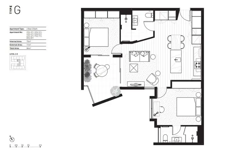 Floorplan of Homely apartment listing, 411/8 Bank Street, West End QLD 4101