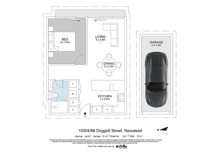 Floorplan of Homely unit listing, 10304/88 Doggett Street, Newstead QLD 4006