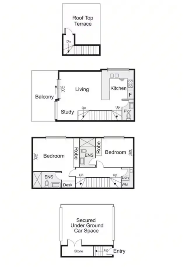 Floorplan of Homely townhouse listing, 8/74 Nott St, Port Melbourne VIC 3207