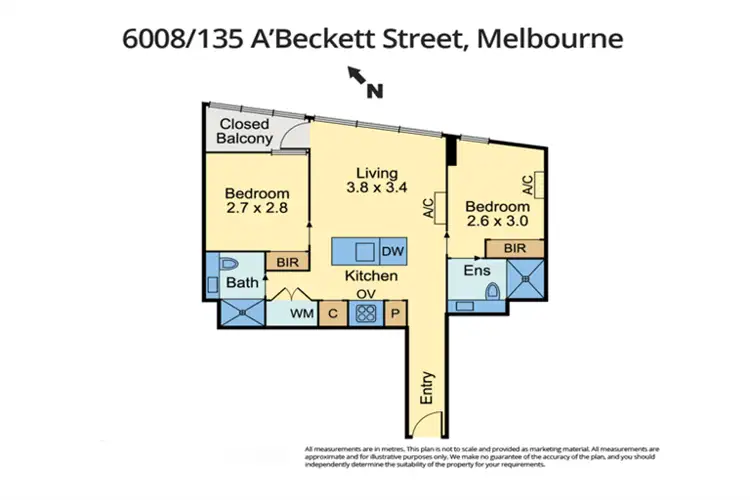 Floorplan of Homely apartment listing, 6008/135 A'Beckett St, Melbourne VIC 3000