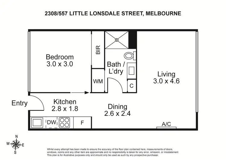 Floorplan of Homely apartment listing, 2308/557 Little Lonsdale St, Melbourne VIC 3000