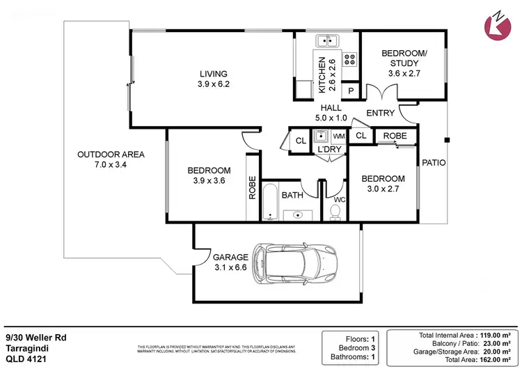 Floorplan of Homely villa listing, 9/30 Weller Road, Tarragindi QLD 4121