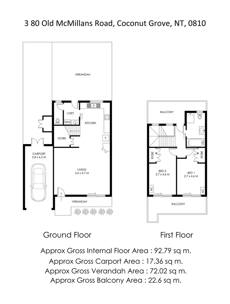 Floorplan of Homely townhouse listing, 3/80 Old McMillians Rd, Coconut Grove NT 810