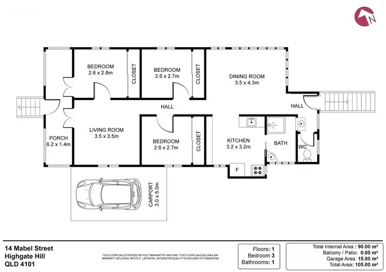 Floorplan of Homely house listing, 14 Mabel Street, Highgate Hill QLD 4101