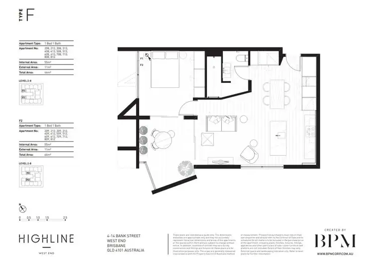 Floorplan of Homely apartment listing, 212/8 Bank Street, West End QLD 4101