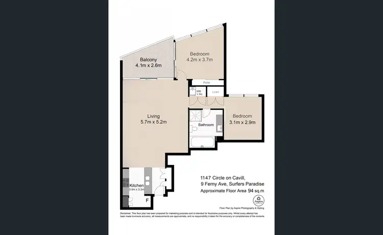 Floorplan of Homely apartment listing, 1147/9 Ferny Avenue, Surfers Paradise QLD 4217