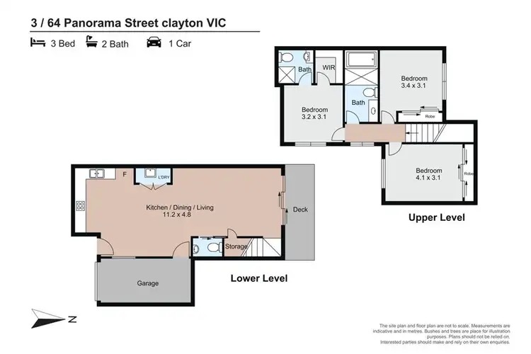 Floorplan of Homely townhouse listing, 3/64 Panorama St, Clayton VIC 3168