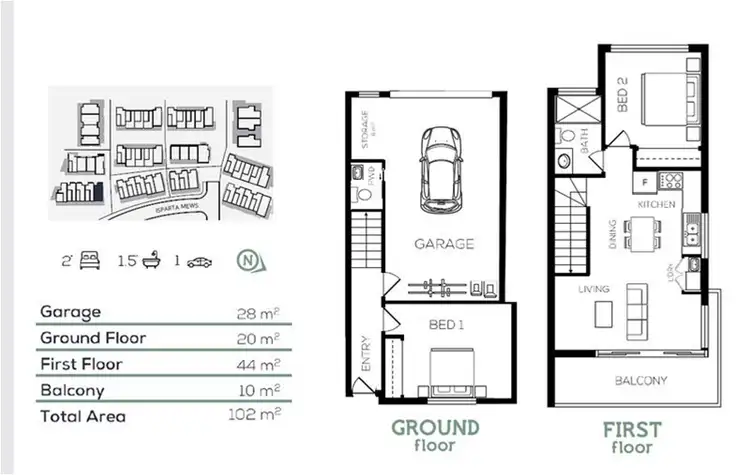 Floorplan of Homely townhouse listing, 33 Isparta Mews, Roxburgh Park VIC 3064