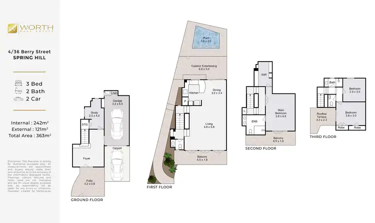 Floorplan of Homely townhouse listing, 4/36 Berry Street, Spring Hill QLD 4000