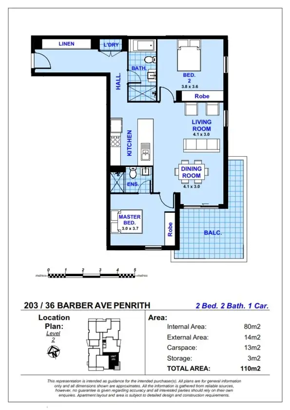Floorplan of Homely apartment listing, 203/36 Barber Avenue, Penrith NSW 2750