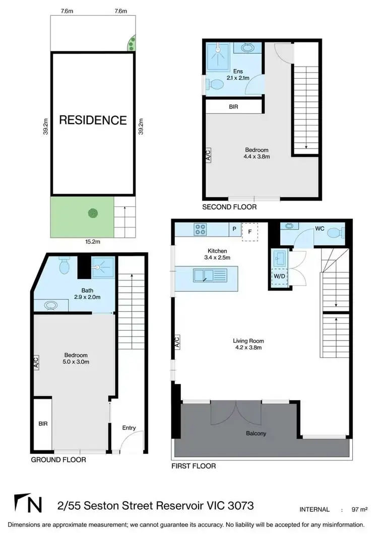 Floorplan of Homely townhouse listing, 2/55 Seston St, Reservoir VIC 3073