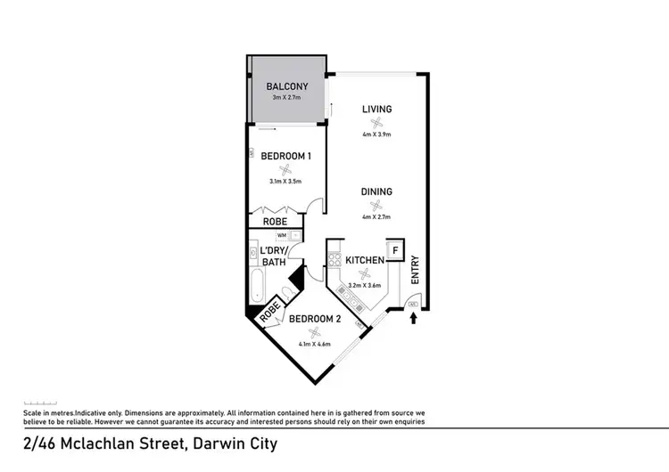 Floorplan of Homely apartment listing, 2/46 McLachlan St, Darwin City NT 800