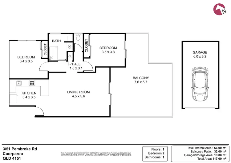 Floorplan of Homely unit listing, 3/51 Pembroke Road, Coorparoo QLD 4151