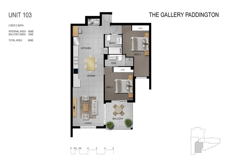 Floorplan of Homely unit listing, The Gallery/47 Brigalow St, Paddington QLD 4064