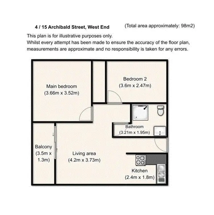 Floorplan of Homely unit listing, 4/15 Archibald Street, West End QLD 4101
