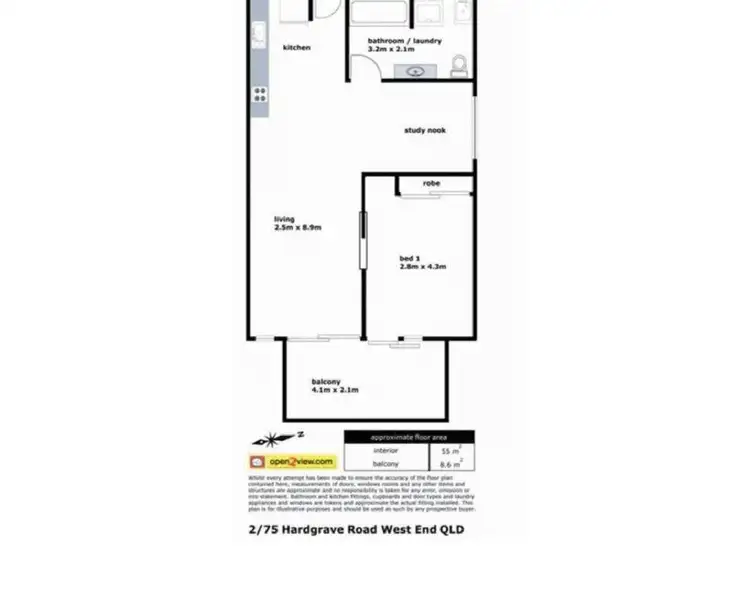 Floorplan of Homely apartment listing, 2/75 Hardgrave Road, West End QLD 4101
