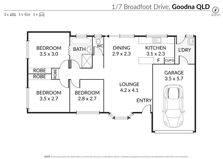 Floorplan of Homely house listing, 1/7 Broadfoot Drive, Goodna QLD 4300