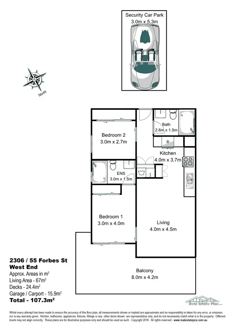 Floorplan of Homely apartment listing, 2306/55 Forbes Street, West End QLD 4101