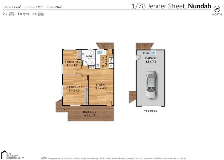 Floorplan of Homely unit listing, 1/78 Jenner Street, Nundah QLD 4012