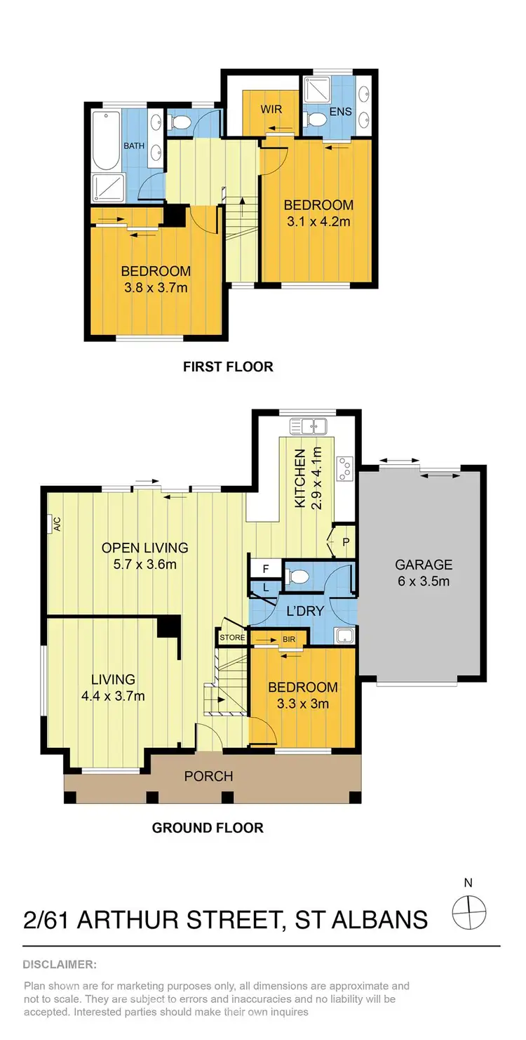 Floorplan of Homely townhouse listing, 2/61 Arthur Street, St Albans VIC 3021