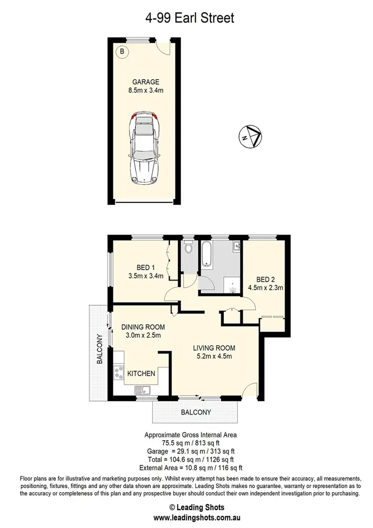 Floorplan of Homely unit listing, 4/99 Earl Street, Greenslopes QLD 4120