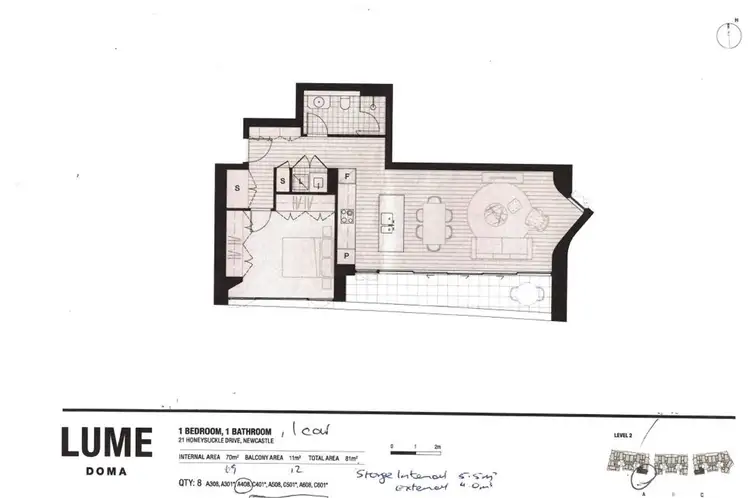 Floorplan of Homely unit listing, A408/21-25 Honeysuckle Drive, Newcastle NSW 2300