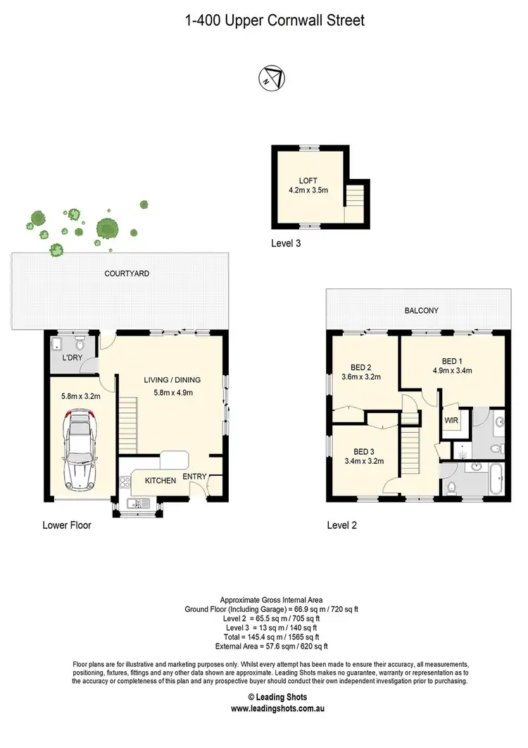 Floorplan of Homely townhouse listing, 1/400 Upper Cornwall Street, Coorparoo QLD 4151