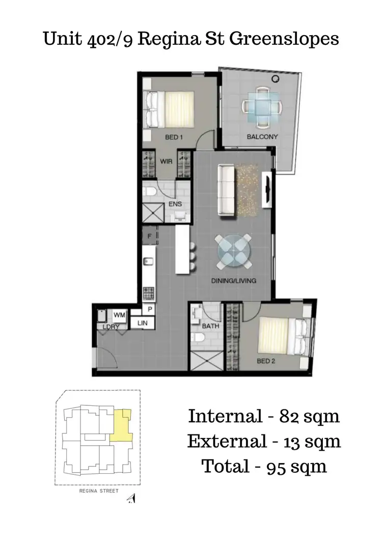 Floorplan of Homely apartment listing, 402/9 Regina Street, Greenslopes QLD 4120