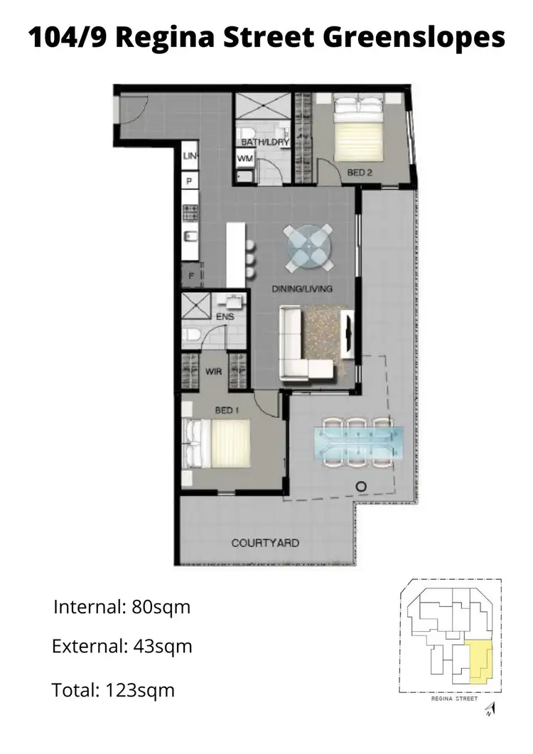 Floorplan of Homely apartment listing, 104/9 Regina St, Greenslopes QLD 4120