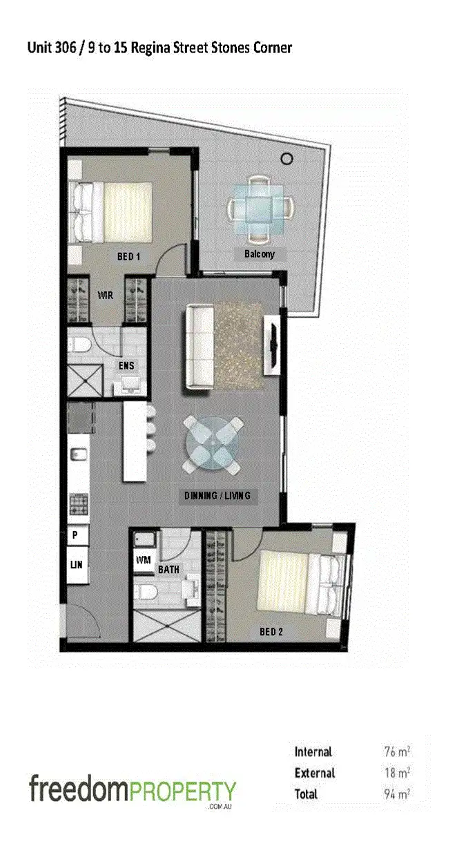 Floorplan of Homely apartment listing, 306/9-15 Regina Street, Stones Corner QLD 4120