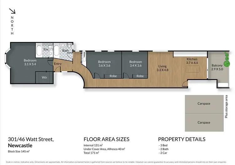 Floorplan of Homely apartment listing, 301/46 Watt Street, Newcastle NSW 2300