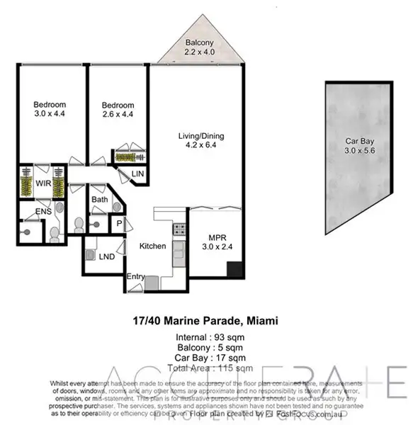 Floorplan of Homely unit listing, 17/40 Marine Parade, Miami QLD 4220